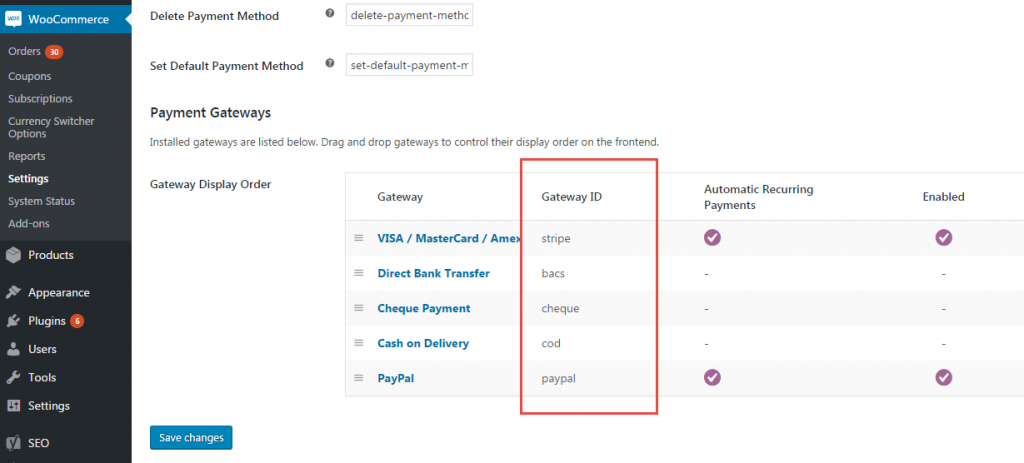 Get WooCommerce Payment Gateway ID